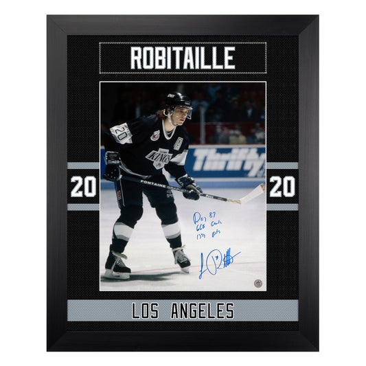 Luc Robitaille Signed Los Angeles Kings Uniform Graphic 26x32 Frame product image 1, provided for visual reference and