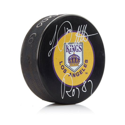 Luc Robitaille Signed Los Angeles Kings Rookie Logo Puck with ROY Note product image 1, provided for visual reference and