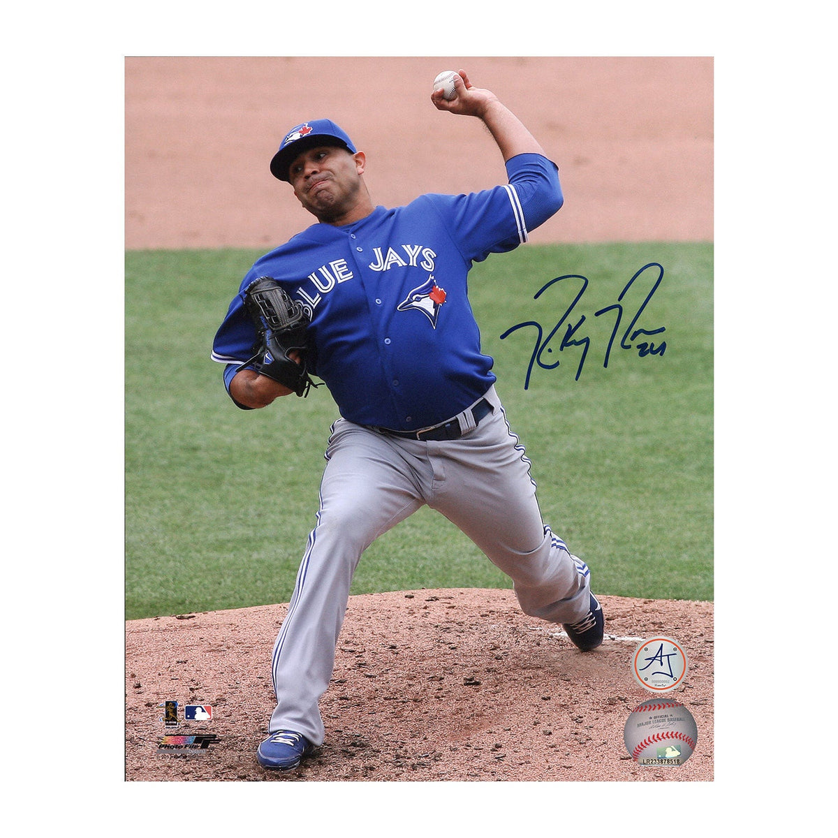 Ricky Romero Autographed Toronto Blue Jays Pitching 8x10 Photo product image 1, provided for visual reference and product