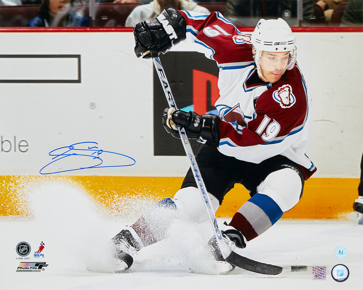 Joe Sakic Signed Colorado Avalanche Ice Spray 16x20 Photo product image 1, provided for visual reference and product detail