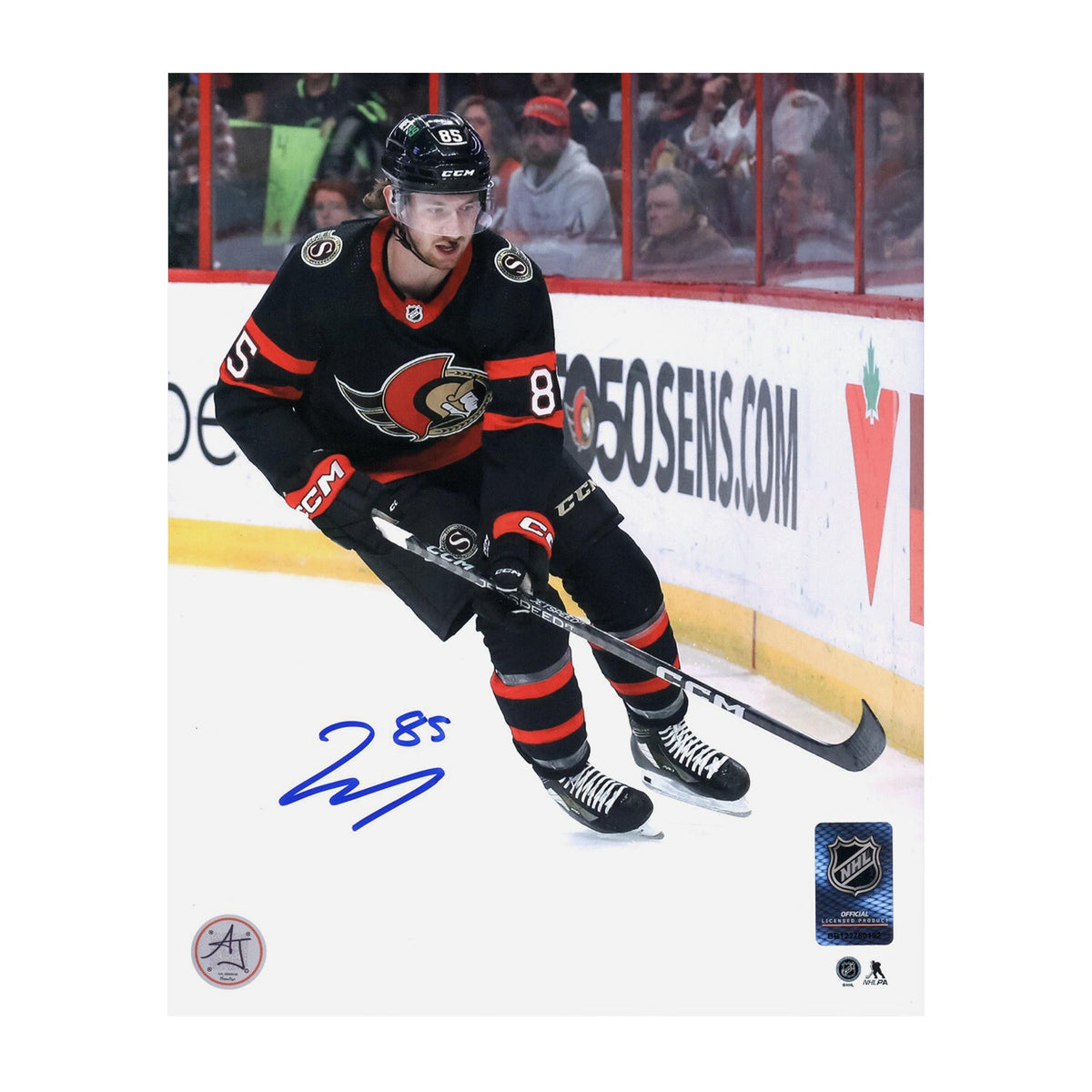 Jake Sanderson Autographed Ottawa Senators Hockey 8x10 Photo product image 1, provided for visual reference and product
