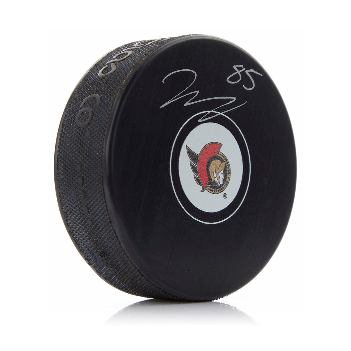 Jake Sanderson Autographed Ottawa Senators Hockey Puck product image 1, provided for visual reference and product detail