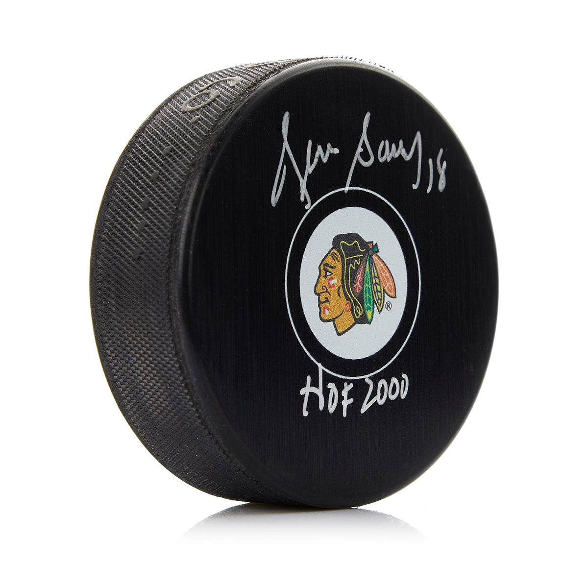 Denis Savard Signed Chicago Blackhawks Hockey Puck with HOF Note product image 1, provided for visual reference and product