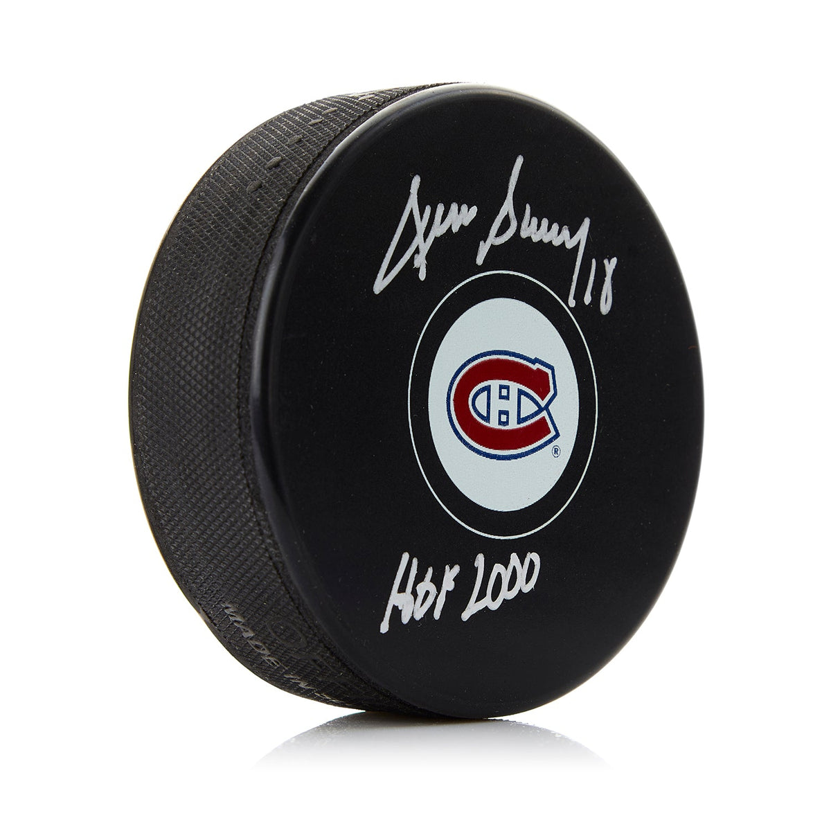 Denis Savard Autographed Montreal Canadiens Hockey Puck with HOF Note product image 1, provided for visual reference and