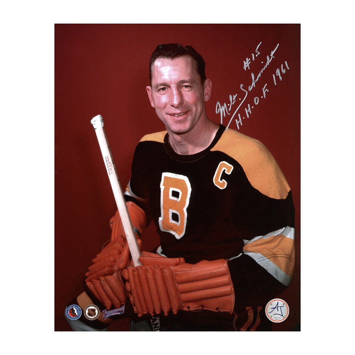 Milt Schmidt Signed Boston Bruins Captain 8x10 Photo with Note product image 1, provided for visual reference and product