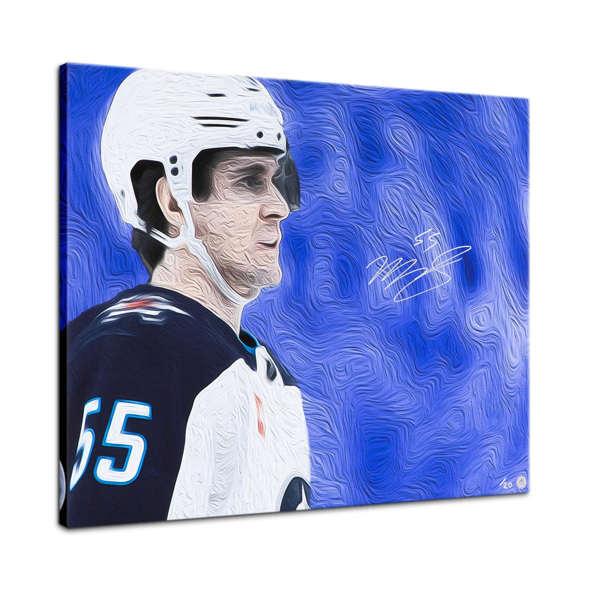 Mark Scheifele Signed Winnipeg Hockey Close Profile 26x32 Art Canvas #/20 product image 1, provided for visual reference and