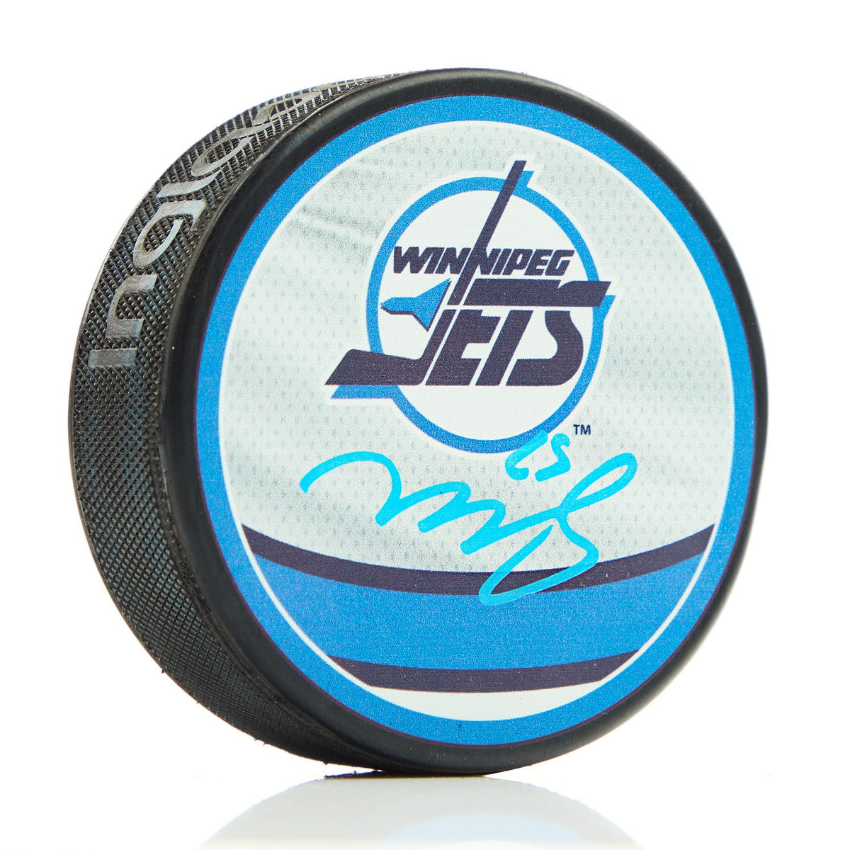 Mark Scheifele Autographed Winnipeg Jets Reverse Retro Dual Logo Puck product image 1, provided for visual reference and
