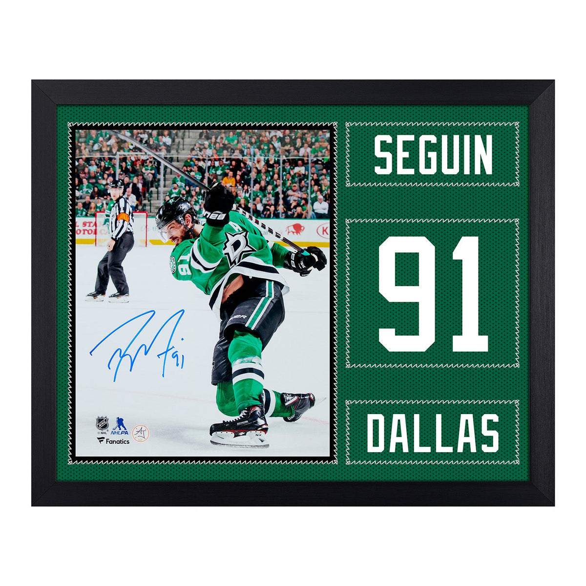 Tyler Seguin Autographed Dallas Stars Uniform Graphic 19x23 Frame product image 1, provided for visual reference and product