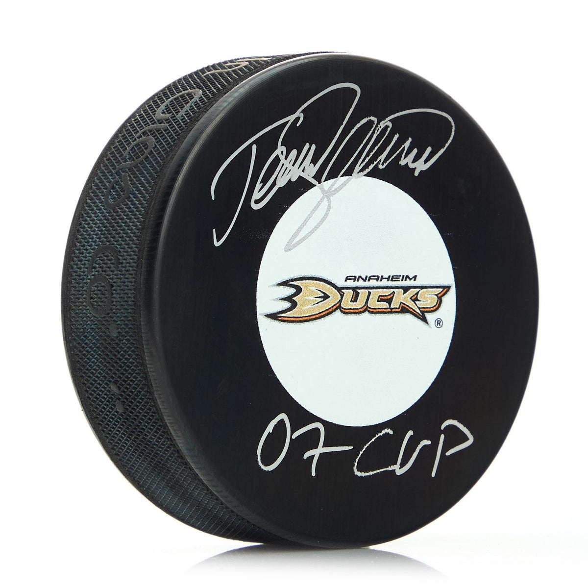 Teemu Selanne Signed Anaheim Ducks Hockey Puck with 07 Cup Note product image 1, provided for visual reference and product