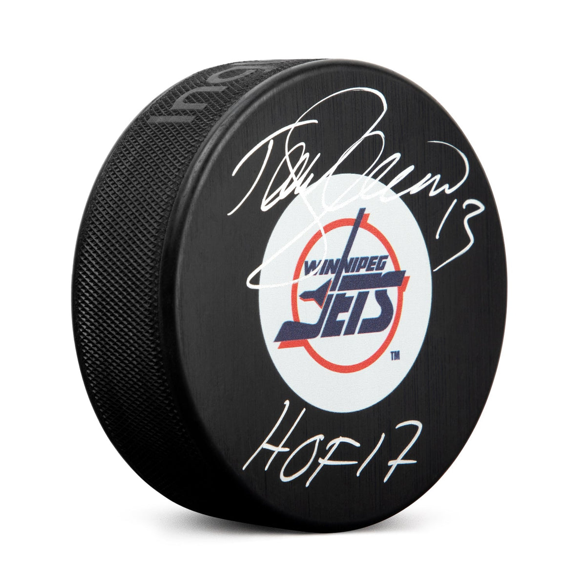 Teemu Selanne Signed Winnipeg Jets Vintage Logo Puck with HOF Note product image 1, provided for visual reference and