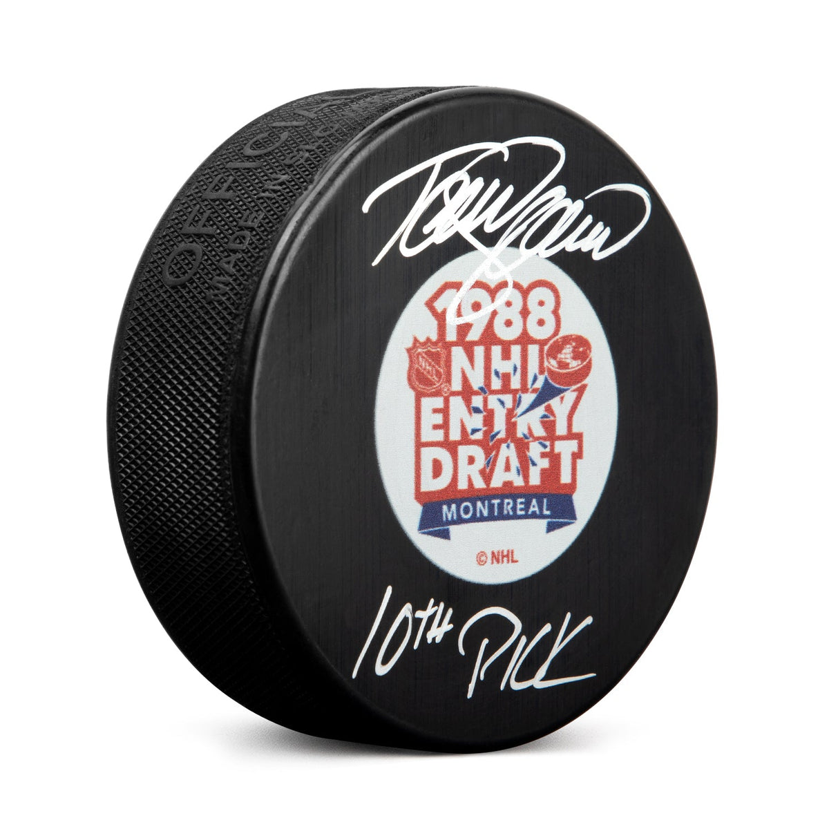 Teemu Selanne Signed 1988 NHL Entry Draft Puck with 10th Pick Note product image 1, provided for visual reference and