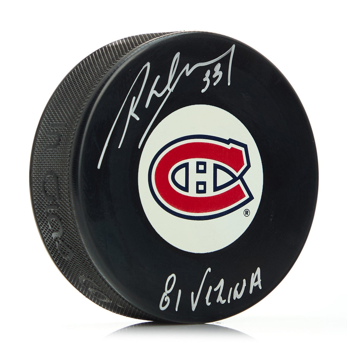 Richard Sevigny Montreal Canadiens Signed Hockey Puck with 81 Vezina Note product image 1, provided for visual reference and