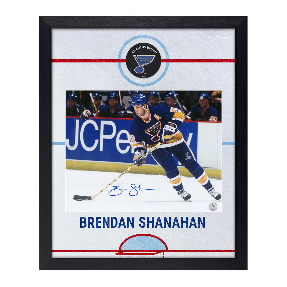 Brendan Shanahan Signed St Louis Blues Graphic Rink 19x23 Frame product image 1, provided for visual reference and product