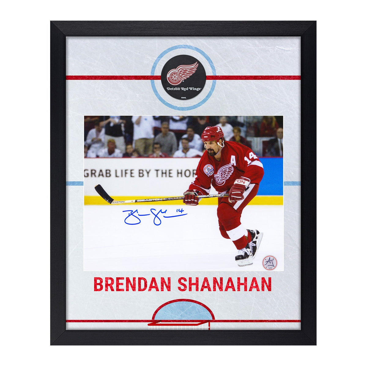 Brendan Shanahan Signed Detroit Red Wings Graphic Rink 19x23 Frame product image 1, provided for visual reference and