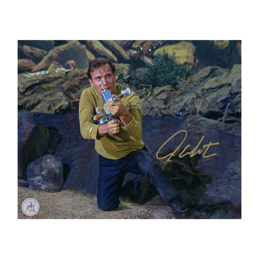 William Shatner Signed Star Trek Captain Kirk with Phaser Gun 8x10 Photo product image 1, provided for visual reference and