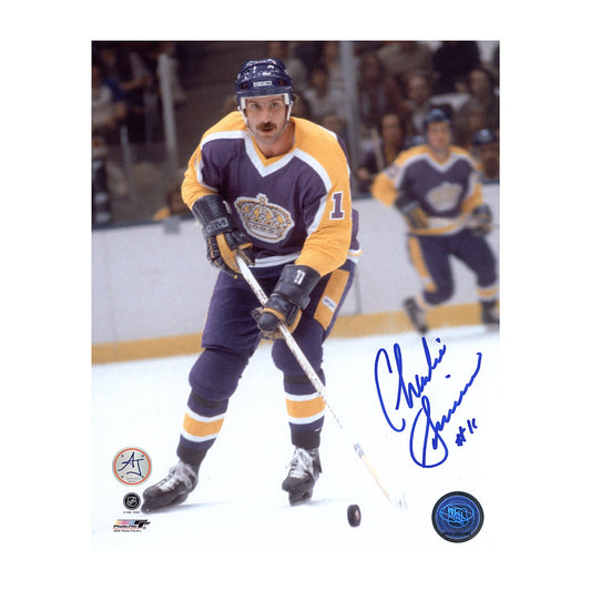 Charlie Simmer Autographed Los Angeles Kings Puck Rush 8x10 Photo product image 1, provided for visual reference and product