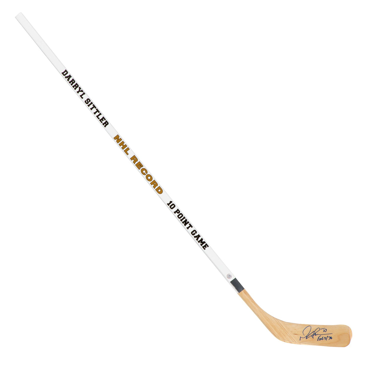 Darryl Sittler Toronto Maple Leafs Signed & Dated 10 Point Game Stick product image 1, provided for visual reference and