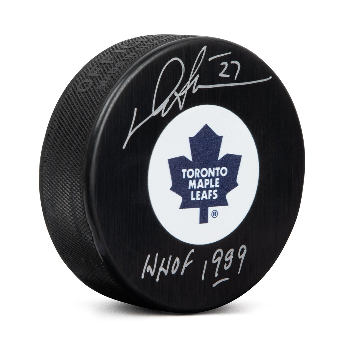 Darryl Sittler Autographed Toronto Maple Leafs Retro Logo Puck with HOF Note product image 1, provided for visual reference