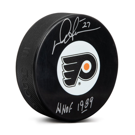 Darryl Sittler Autographed Philadelphia Flyers Hockey Puck with HOF Note product image 1, provided for visual reference and