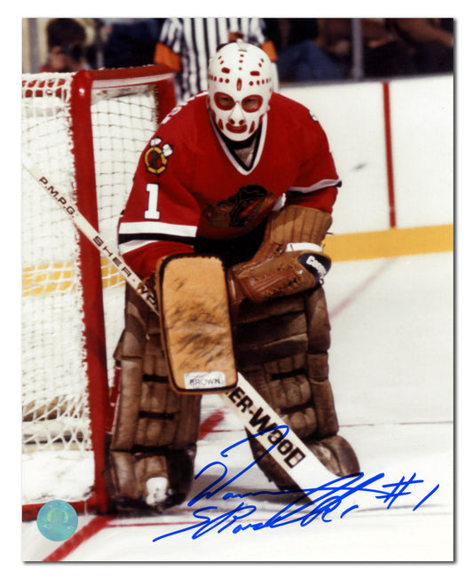 Warren Skorodenski Chicago Blackhawks Autographed Goalie Action 8x10 Photo product image 1, provided for visual reference