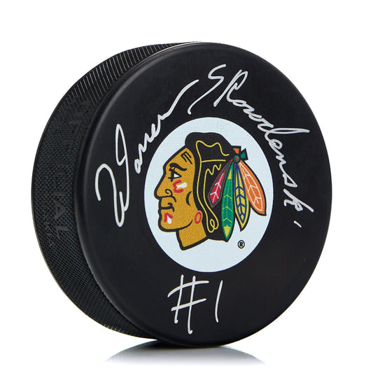 Warren Skorodenski Chicago Blackhawks Autographed Hockey Puck product image 1, provided for visual reference and product