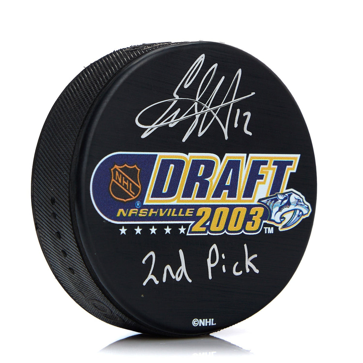 Eric Staal Signed 2003 NHL Entry Draft Puck with 2nd Pick Note product image 1, provided for visual reference and product