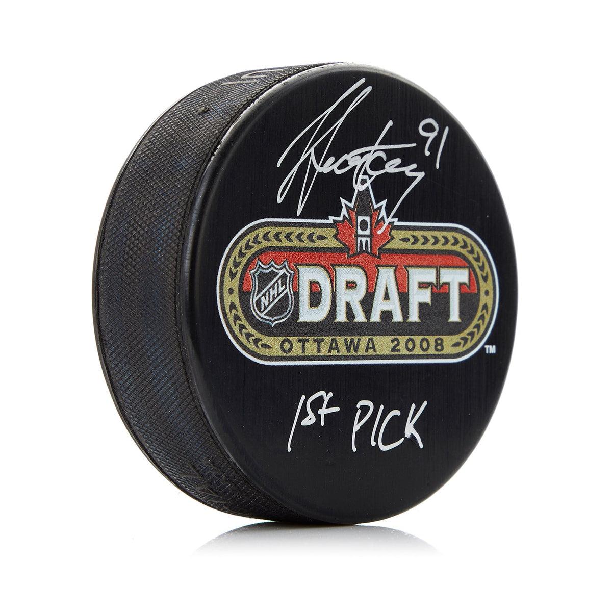 Steven Stamkos Signed 2008 NHL Entry Draft Puck with 1st Pick Note product image 1, provided for visual reference and