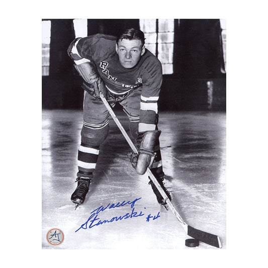 Wally Stanowski Autographed New York Rangers Black and White 8x10 Photo product image 1, provided for visual reference and