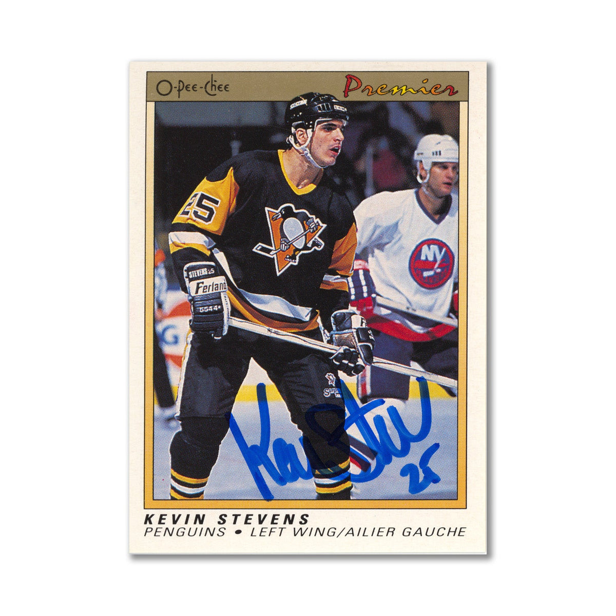 Autographed 1990-91 OPC Premier #111 Kevin Stevens Rookie Card product image 1, provided for visual reference and product