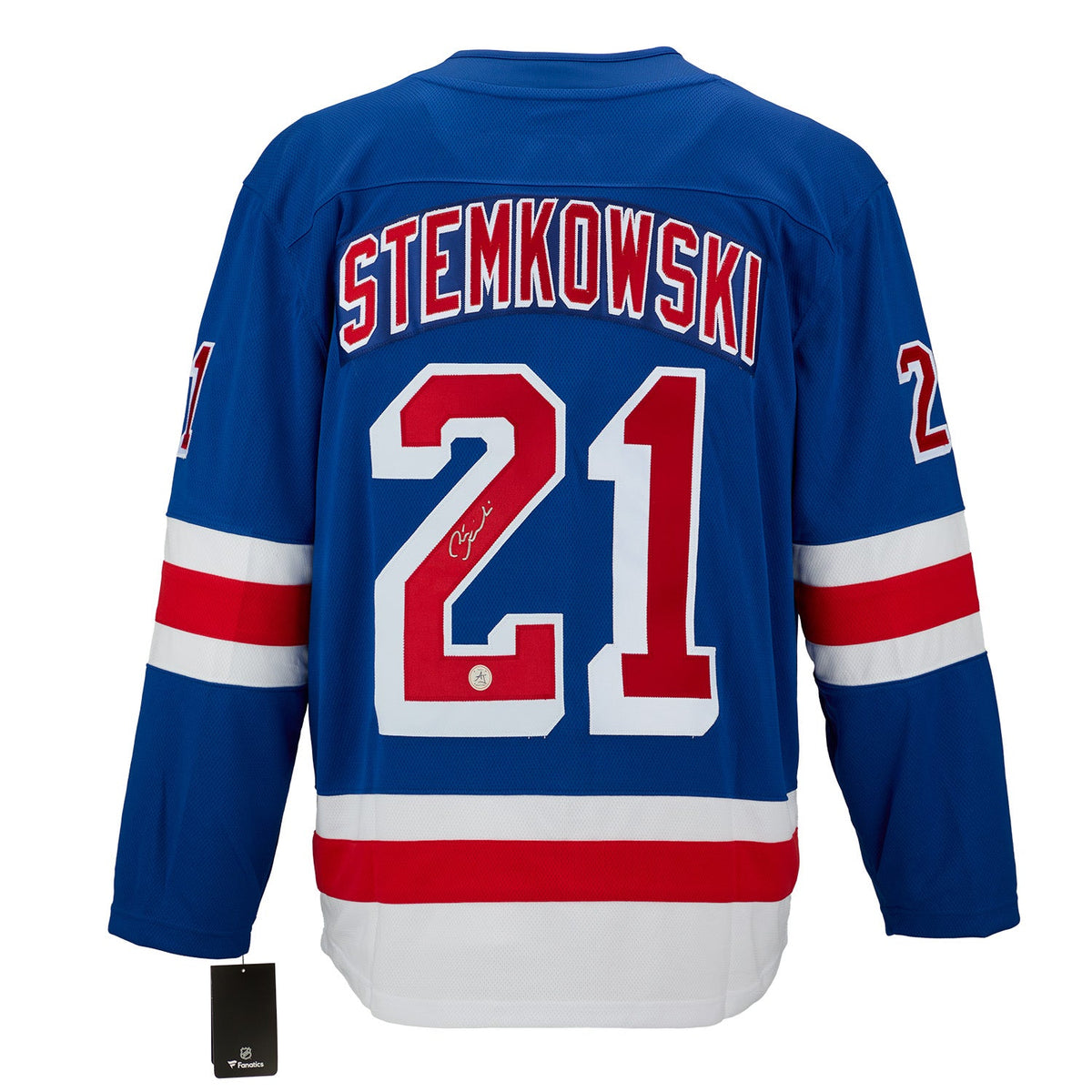 Pete Stemkowski Signed New York Rangers Blue Fanatics Breakaway Jersey product image 1, provided for visual reference and