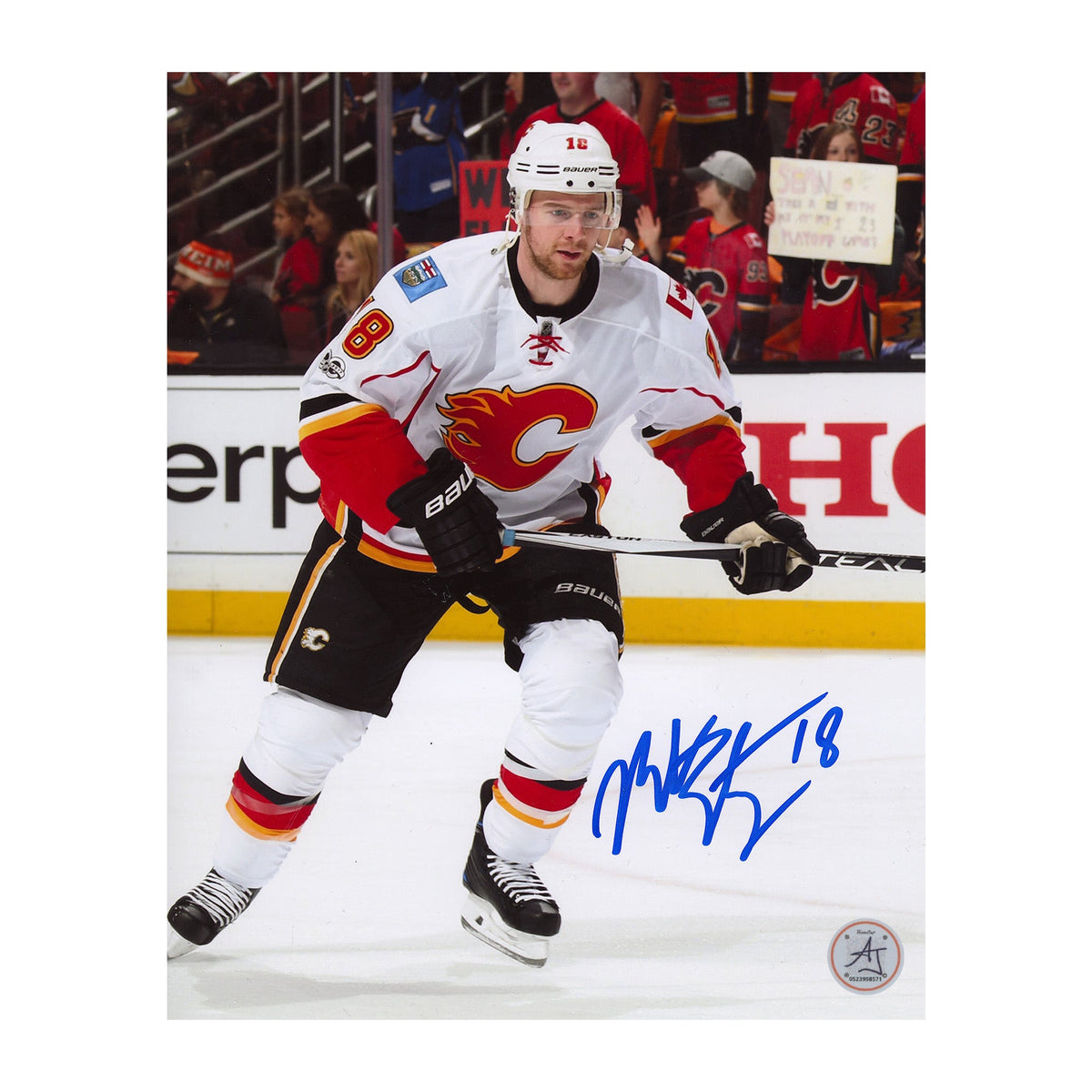 Matt Stajan Autographed Calgary Flames Hockey 8x10 Photo product image 1, provided for visual reference and product detail