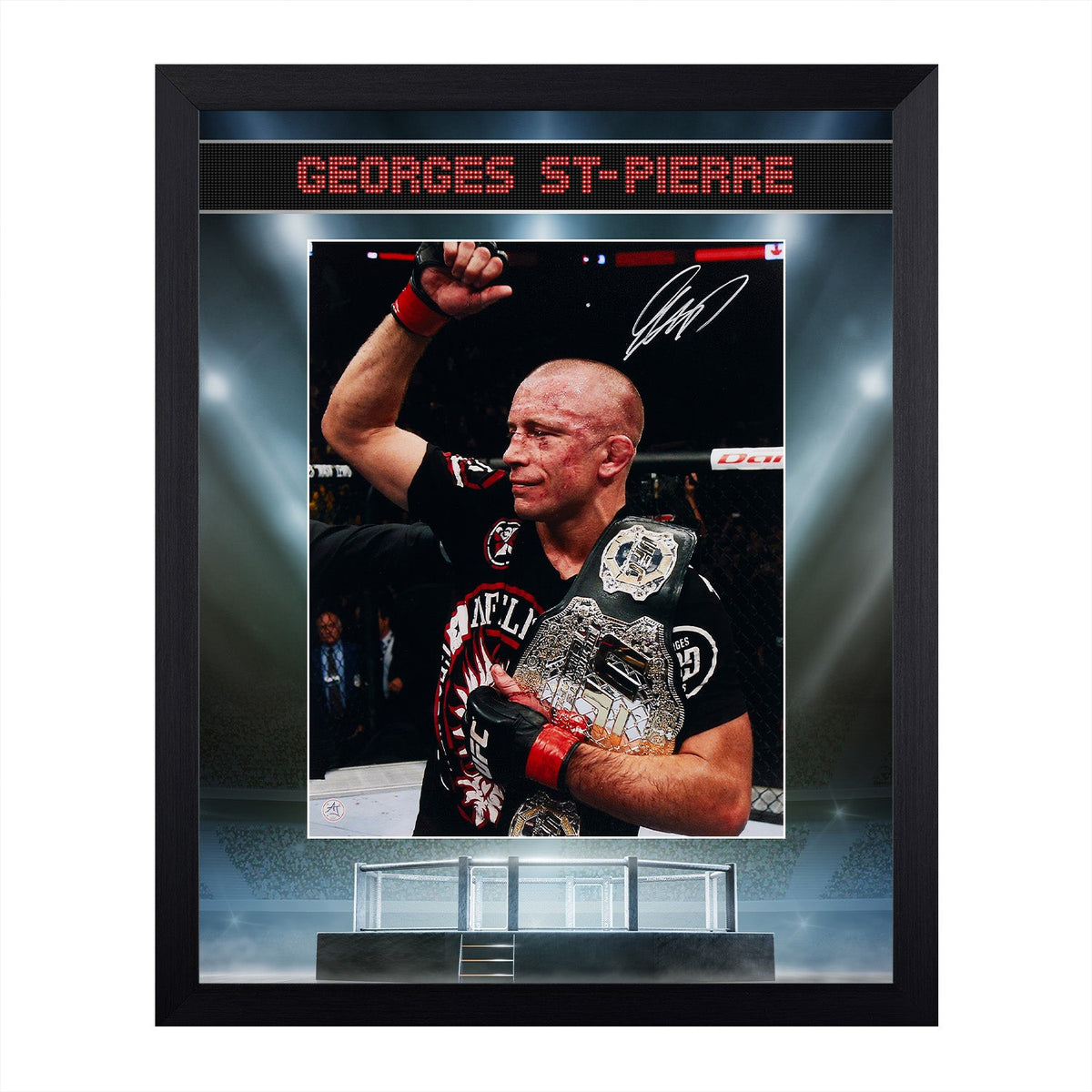 Georges St-Pierre Signed UFC Champion Octagon 26x32 Frame product image 1, provided for visual reference and product detail