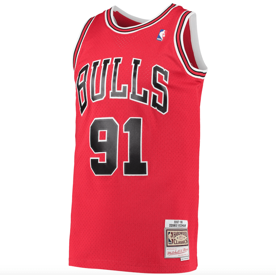Chicago Bulls Dennis Rodman Mitchell & Ness Red 1997-98 Hardwood Classics Swingman Jersey for Men product image 2, provided