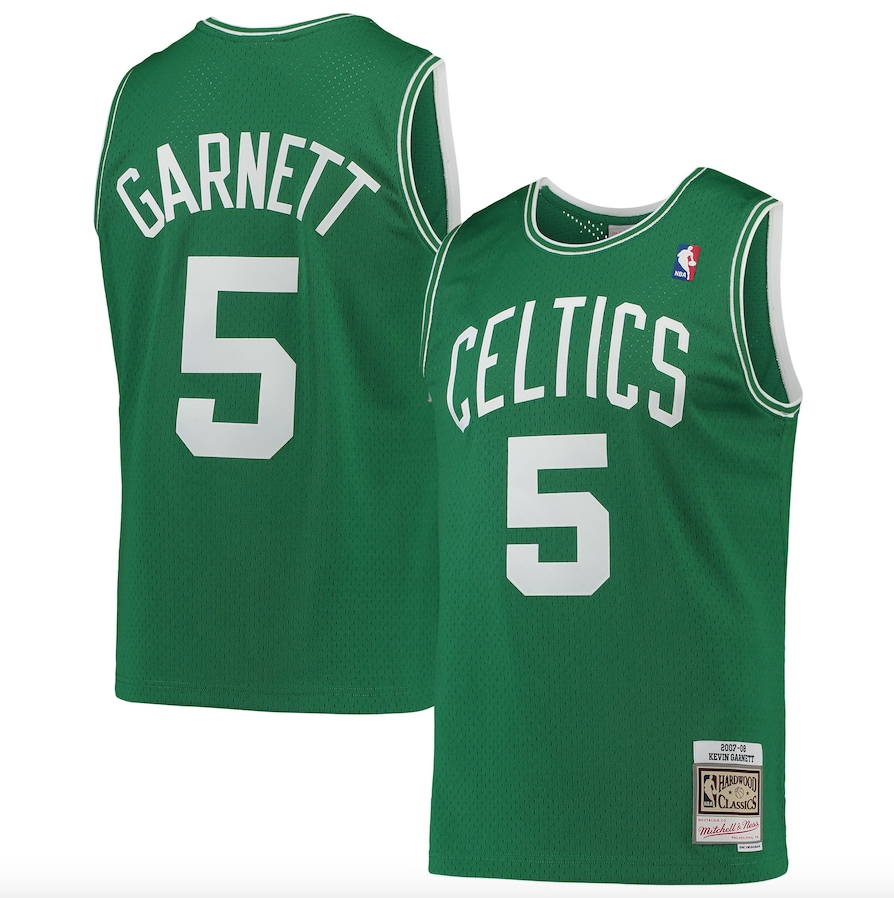 Boston Celtics Kevin Garnett Mitchell & Ness Kelly Green Hardwood Classics 2007-08 Swingman Jersey for Men product image 1,