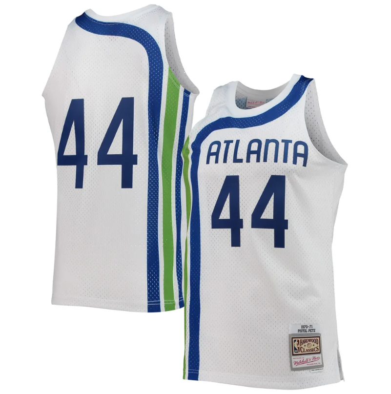 Atlanta Hawks Pete Maravich Mitchell & Ness White 1971-72 Hardwood Classics Swingman Jersey for Men product image 1,