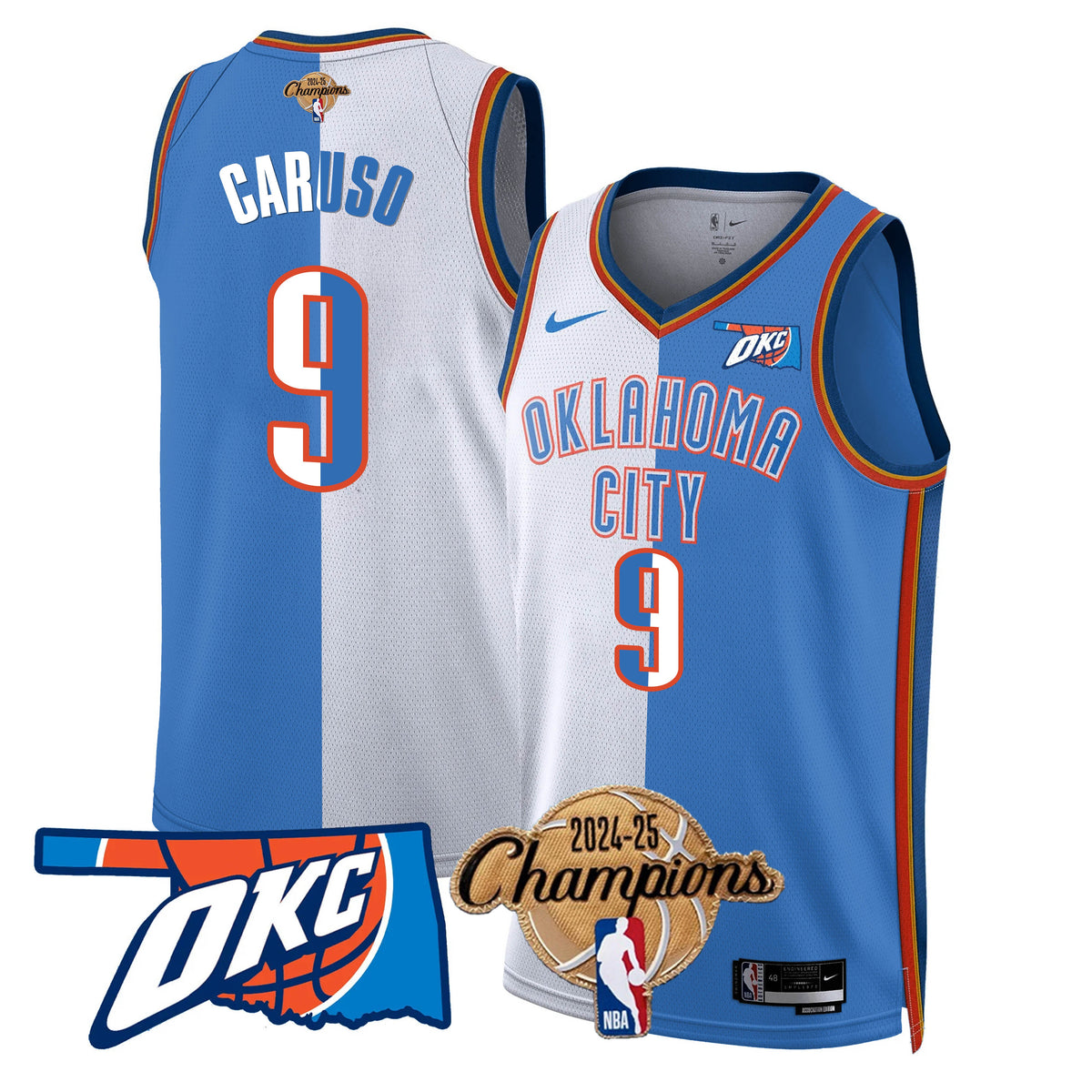 The Thunder 2024-25 Champions Black Gold Jersey - Stitched product image 33, provided for visual reference and product