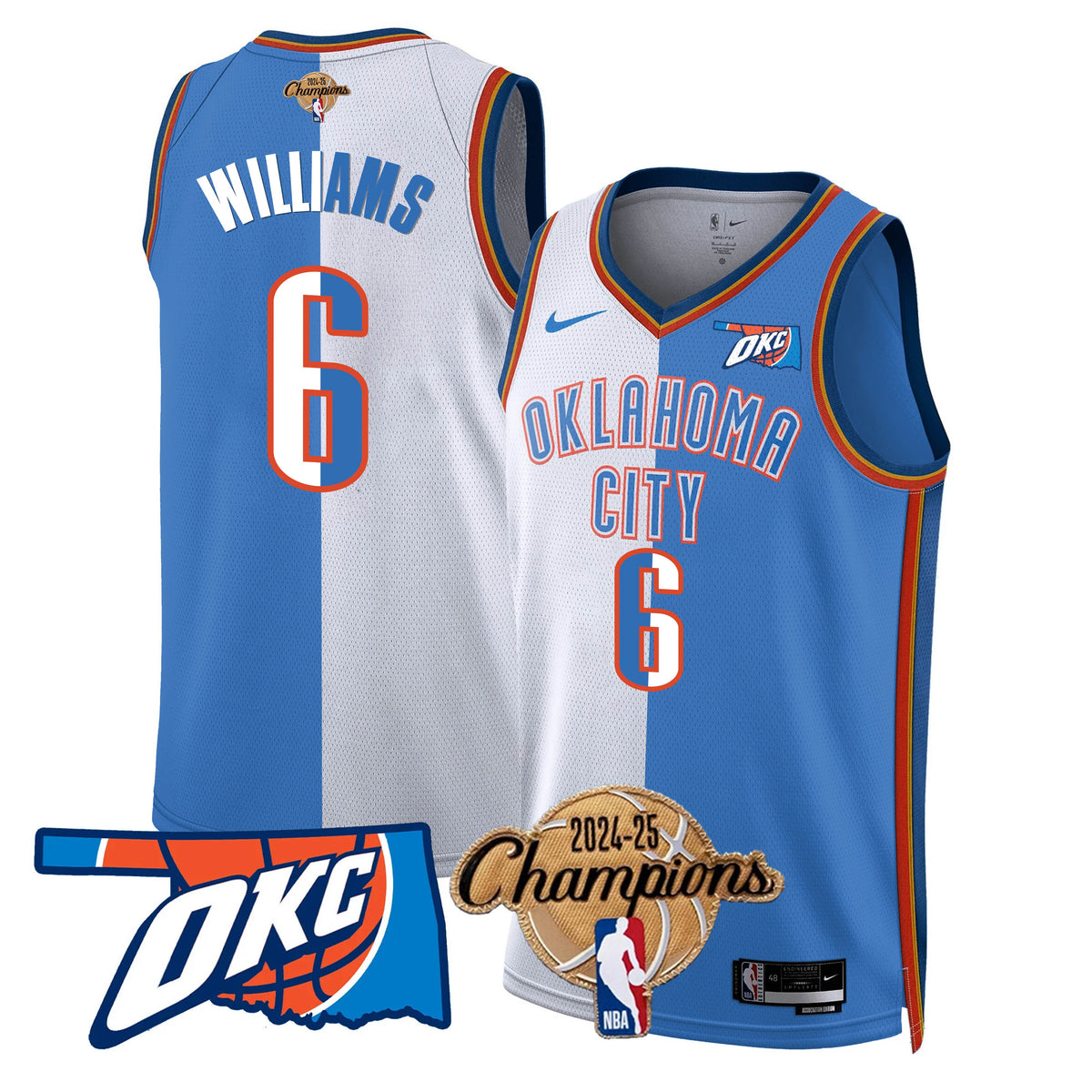 The Thunder 2024-25 Champions Black Gold Jersey - Stitched product image 34, provided for visual reference and product
