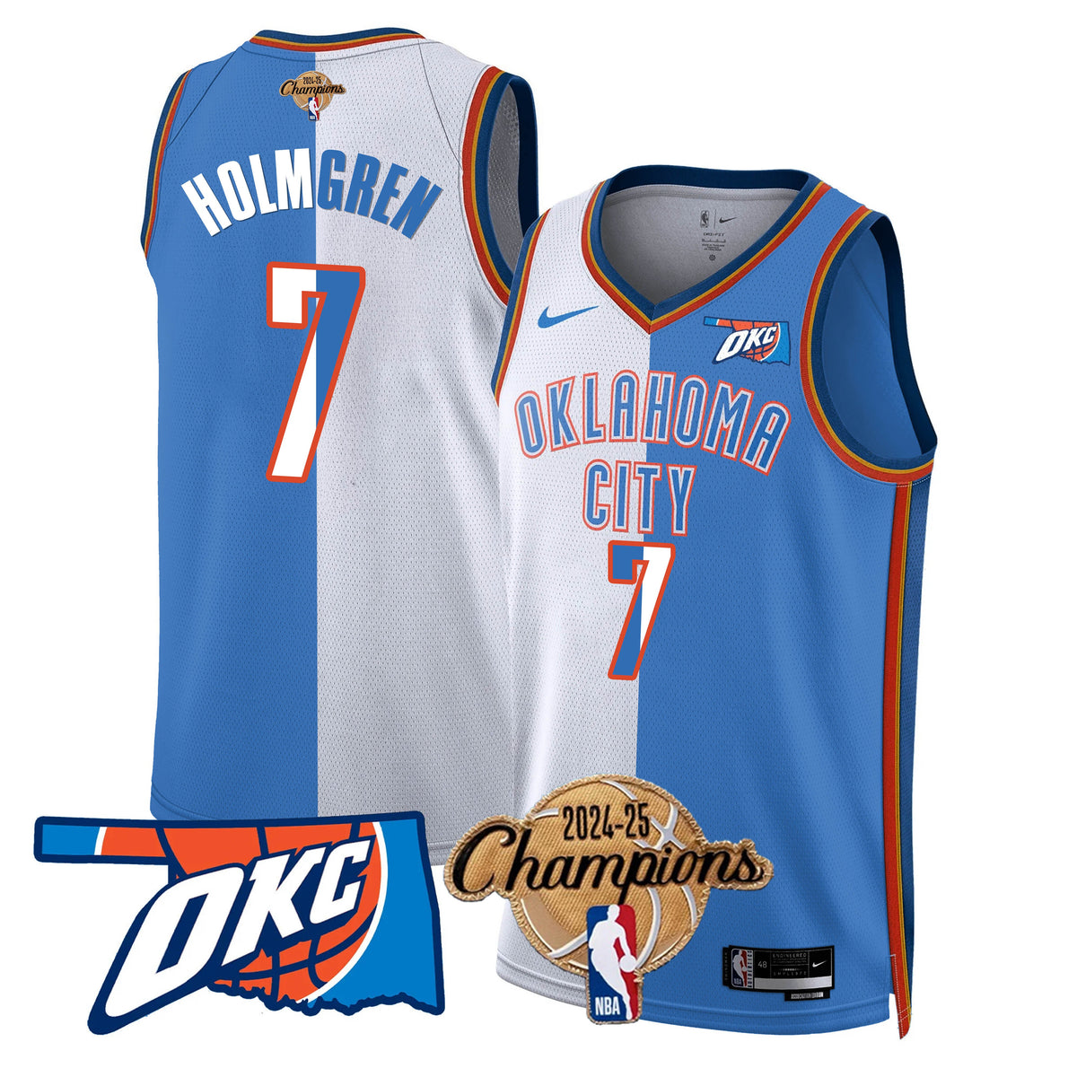 The Thunder 2024-25 Champions Black Gold Jersey - Stitched product image 36, provided for visual reference and product