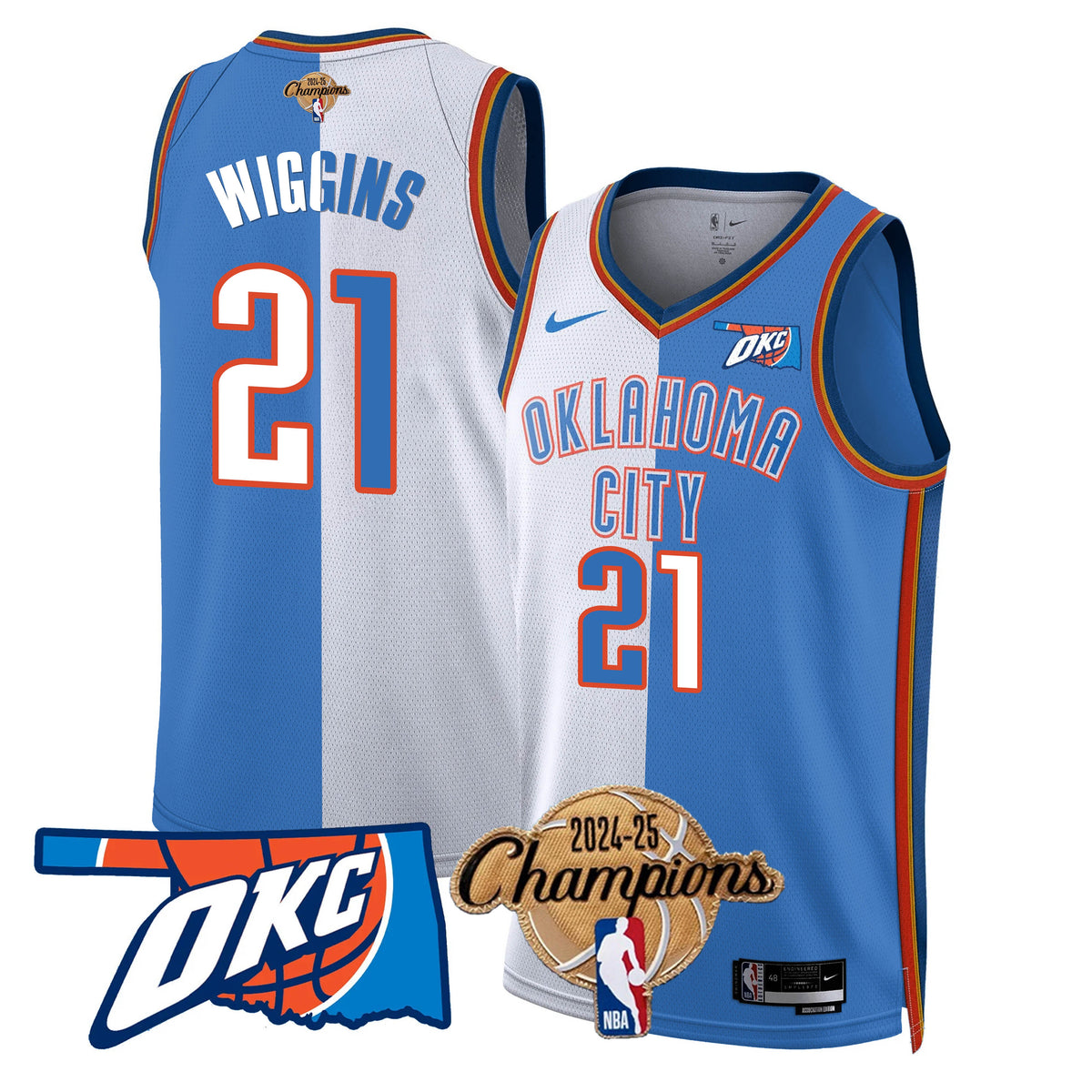 The Thunder 2024-25 Champions Black Gold Jersey - Stitched product image 37, provided for visual reference and product