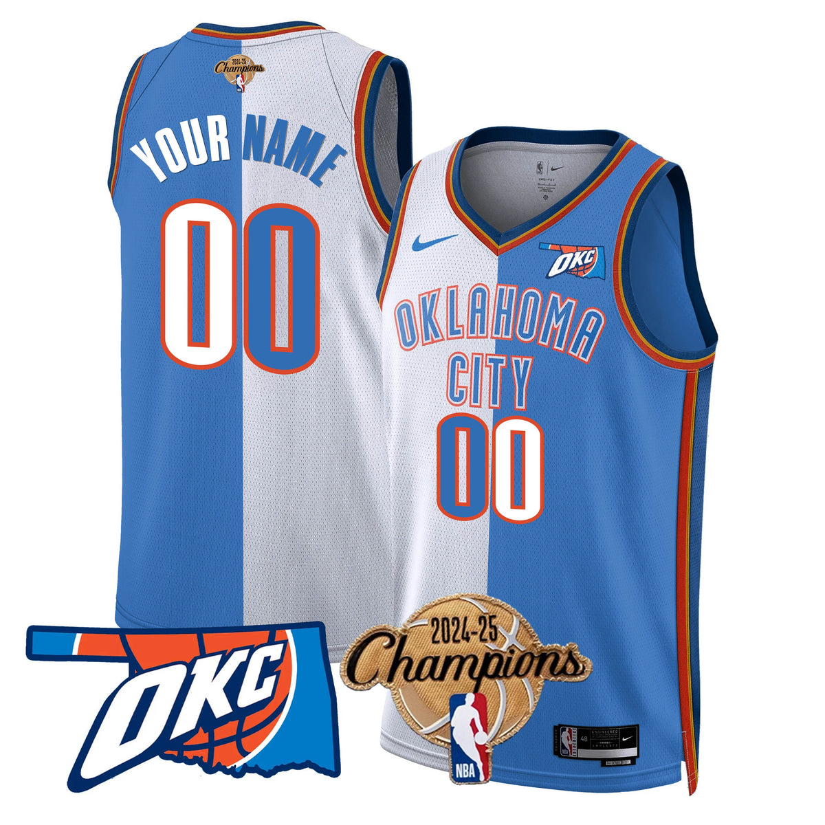 The Thunder 2024-25 Champions Black Gold Jersey - Stitched product image 39, provided for visual reference and product