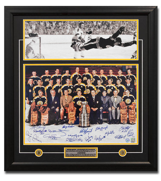1970 Boston Bruins Stanley Cup 16 Player Team Signed Orr Goal 26x32 Frame product image 1, provided for visual reference and