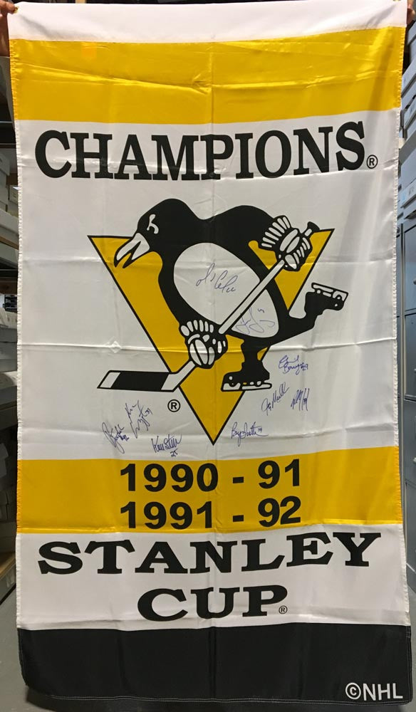 Pittsburgh Penguins Signed Stanley Cup 9 Player Team Signed 36x60 Banner product image 1, provided for visual reference and