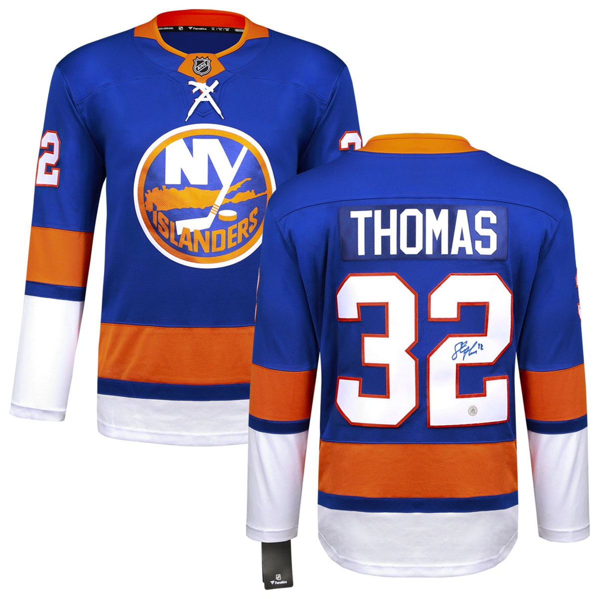 Steve Thomas Autographed New York Islanders Blue Fanatics Breakaway Jersey product image 3, provided for visual reference