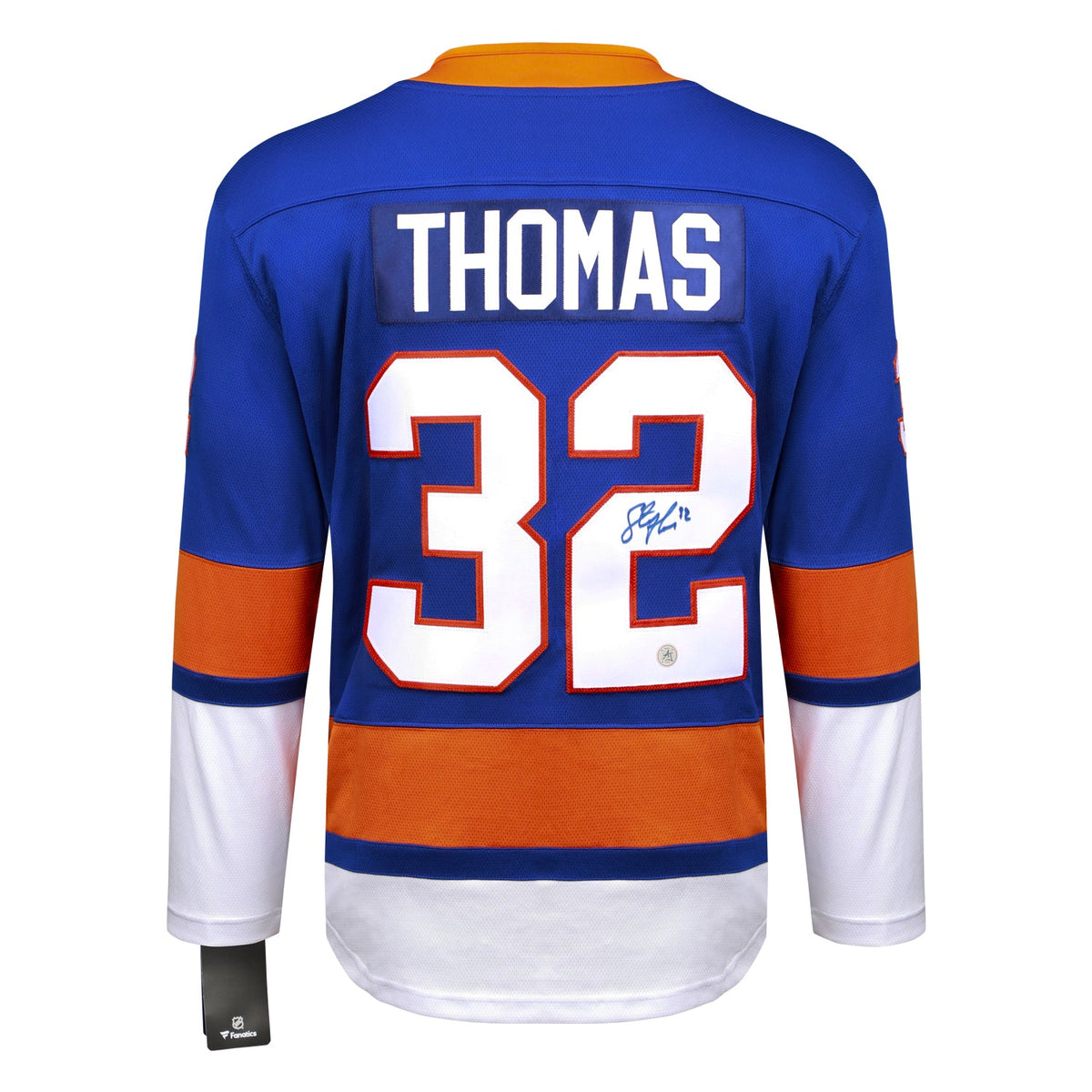 Steve Thomas Autographed New York Islanders Blue Fanatics Breakaway Jersey product image 1, provided for visual reference