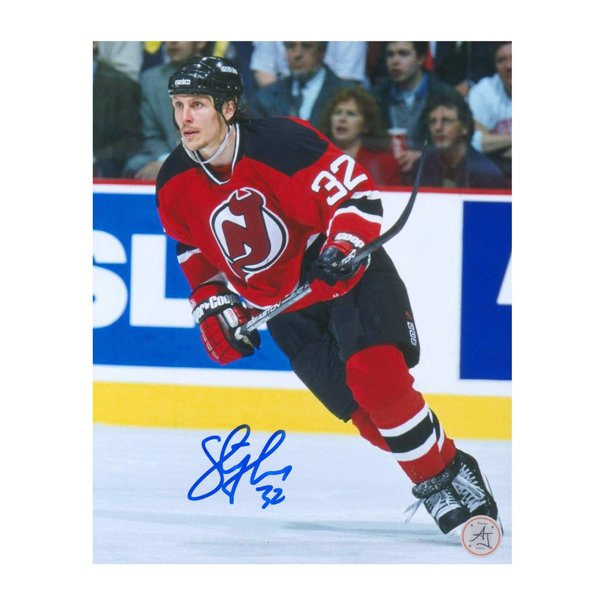 Steve Thomas Autographed New Jersey Devils Game Action 8x10 Photo product image 1, provided for visual reference and product