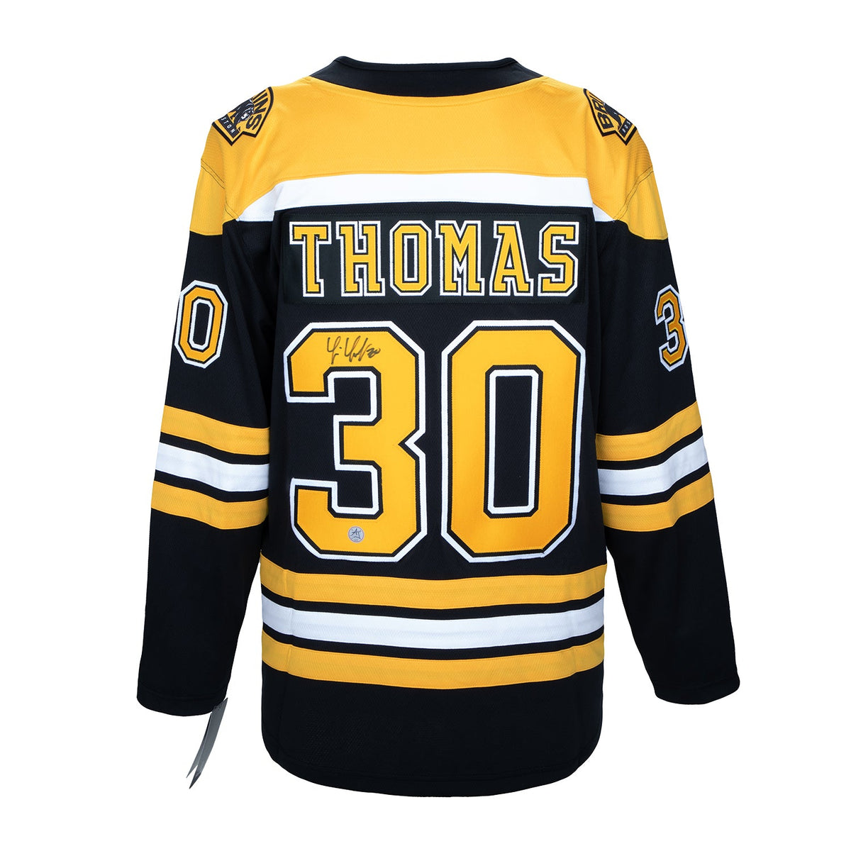 Tim Thomas Autographed Boston Bruins Fanatics Breakaway Jersey product image 1, provided for visual reference and product