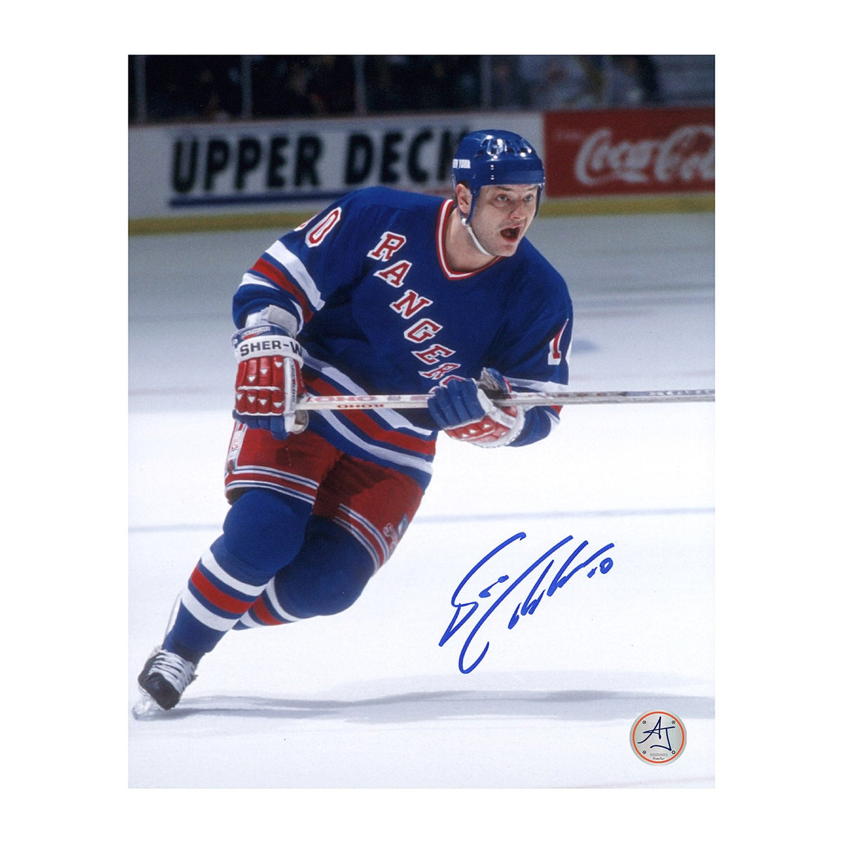 Esa Tikkanen Autographed New York Rangers Hockey 8x10 Photo product image 1, provided for visual reference and product