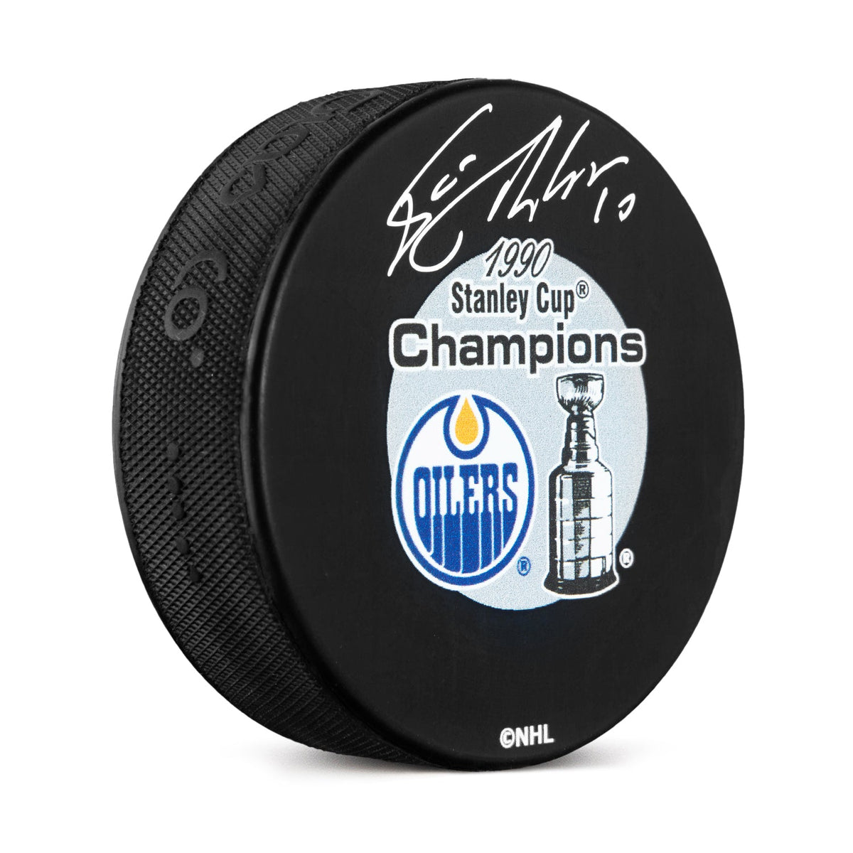 Esa Tikkanen Signed Edmonton Oilers 1990 Stanley Cup Champions Puck product image 1, provided for visual reference and