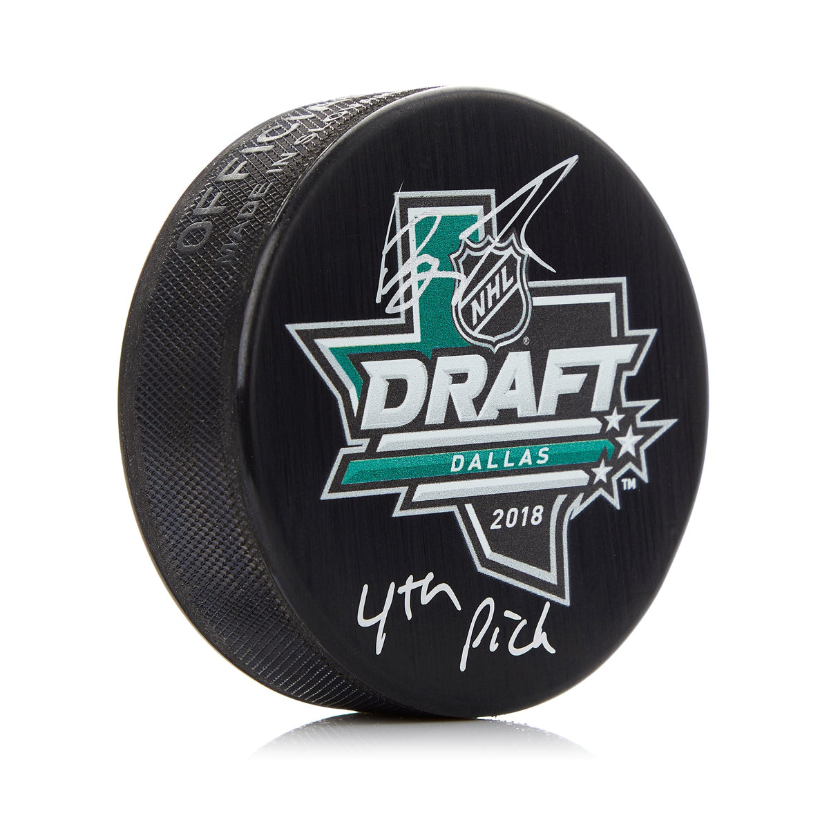 Brady Tkachuk Signed 2018 NHL Entry Draft Puck with 4th Pick Note product image 1, provided for visual reference and product