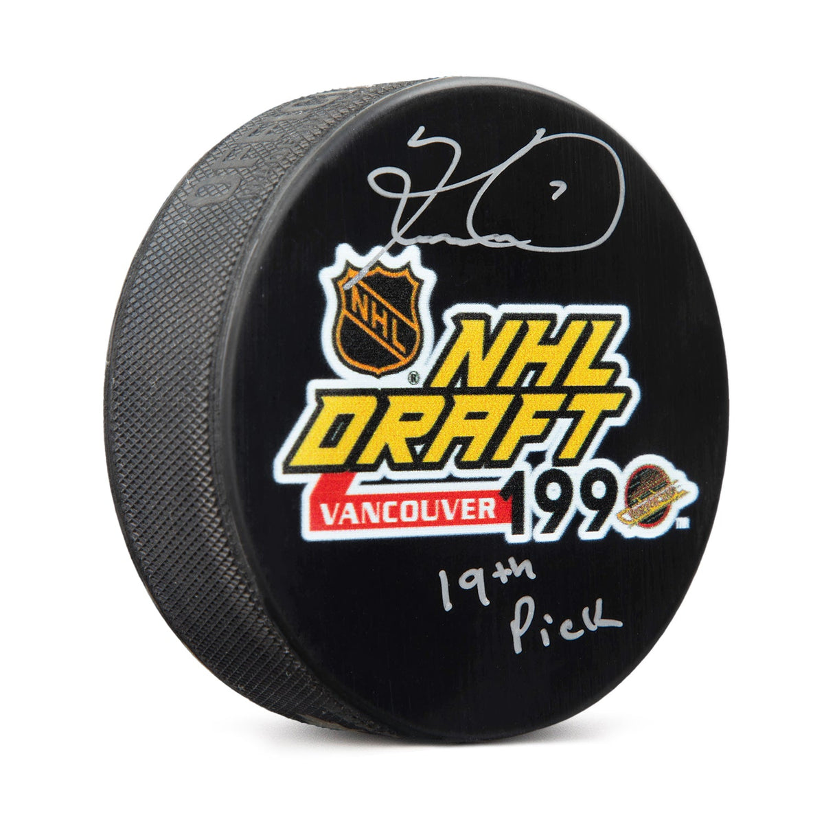 Keith Tkachuk Signed 1990 NHL Entry Draft Puck with 19th Pick Note product image 1, provided for visual reference and